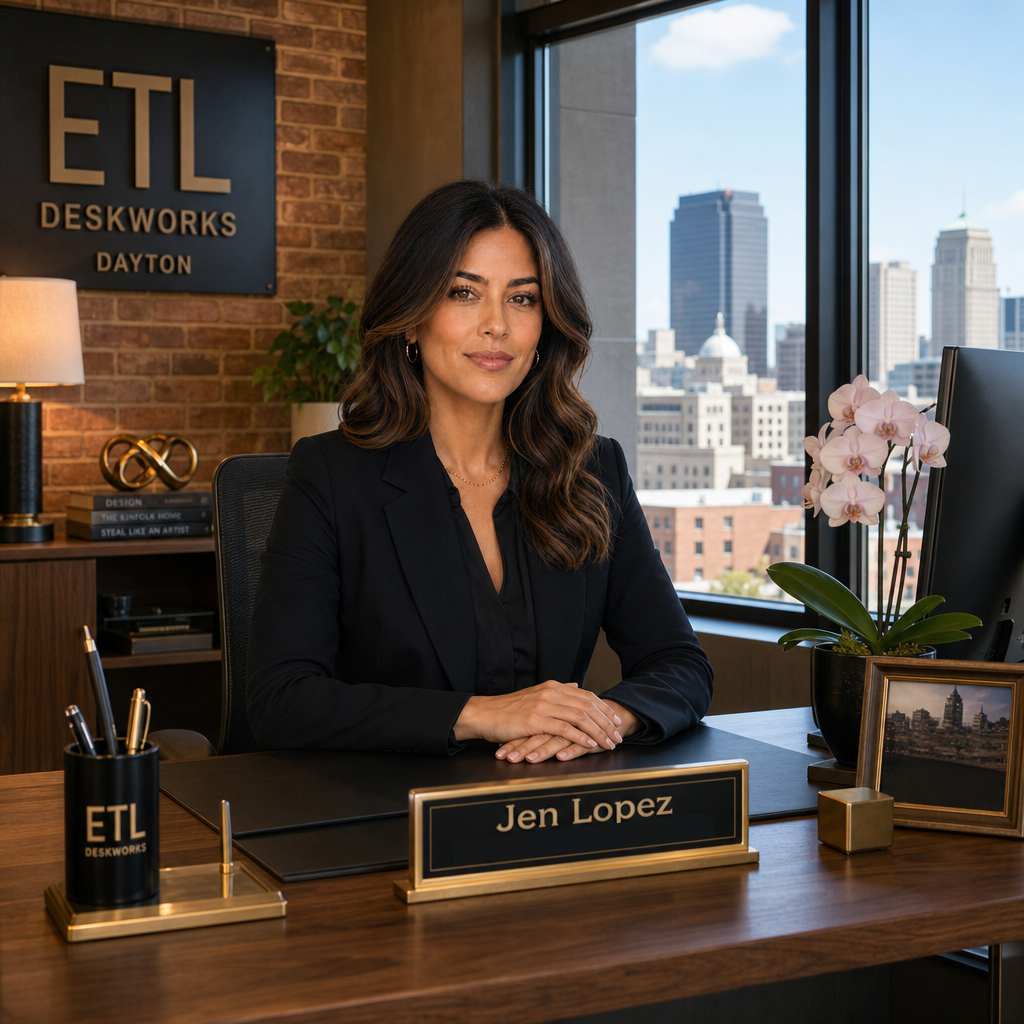 Jen Lopez at her desk