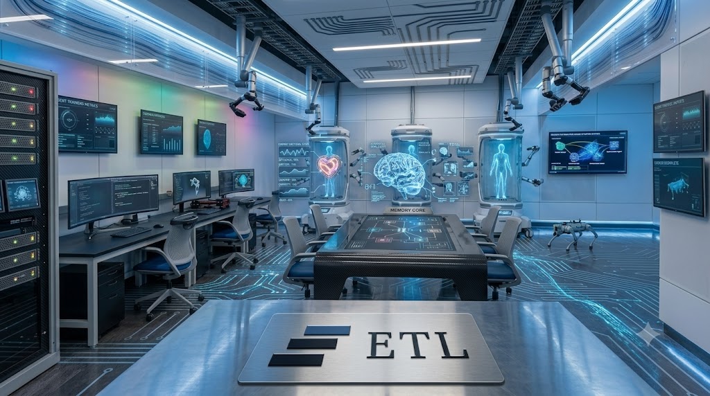 An ETL classroom built out as a robotics and AI lab