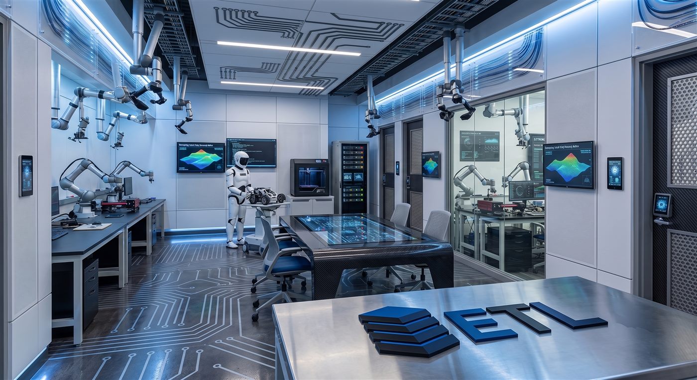 An ETL classroom with a build bench where agents are fabricated