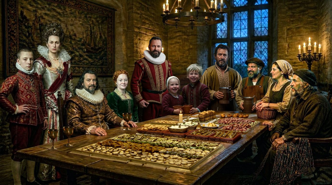 The royal court and townspeople of Helsingør gathered at one table