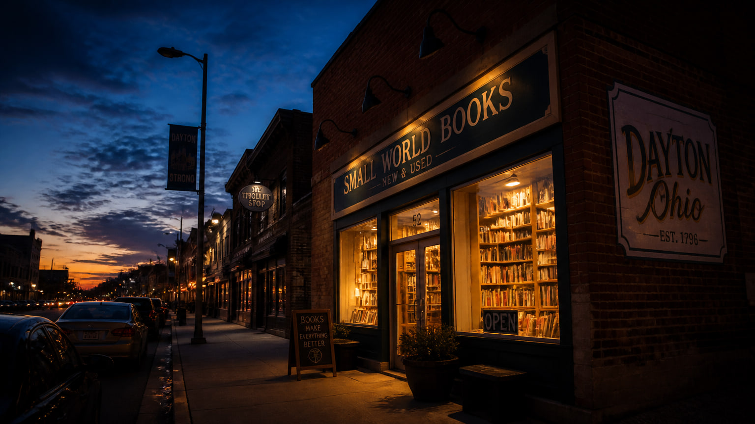 A storefront on Wayne Avenue at dusk