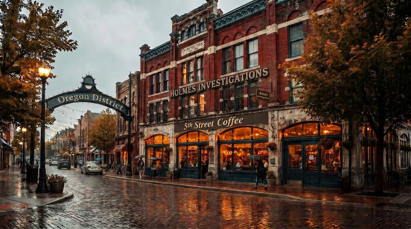 The Oregon District, Dayton, at dusk
