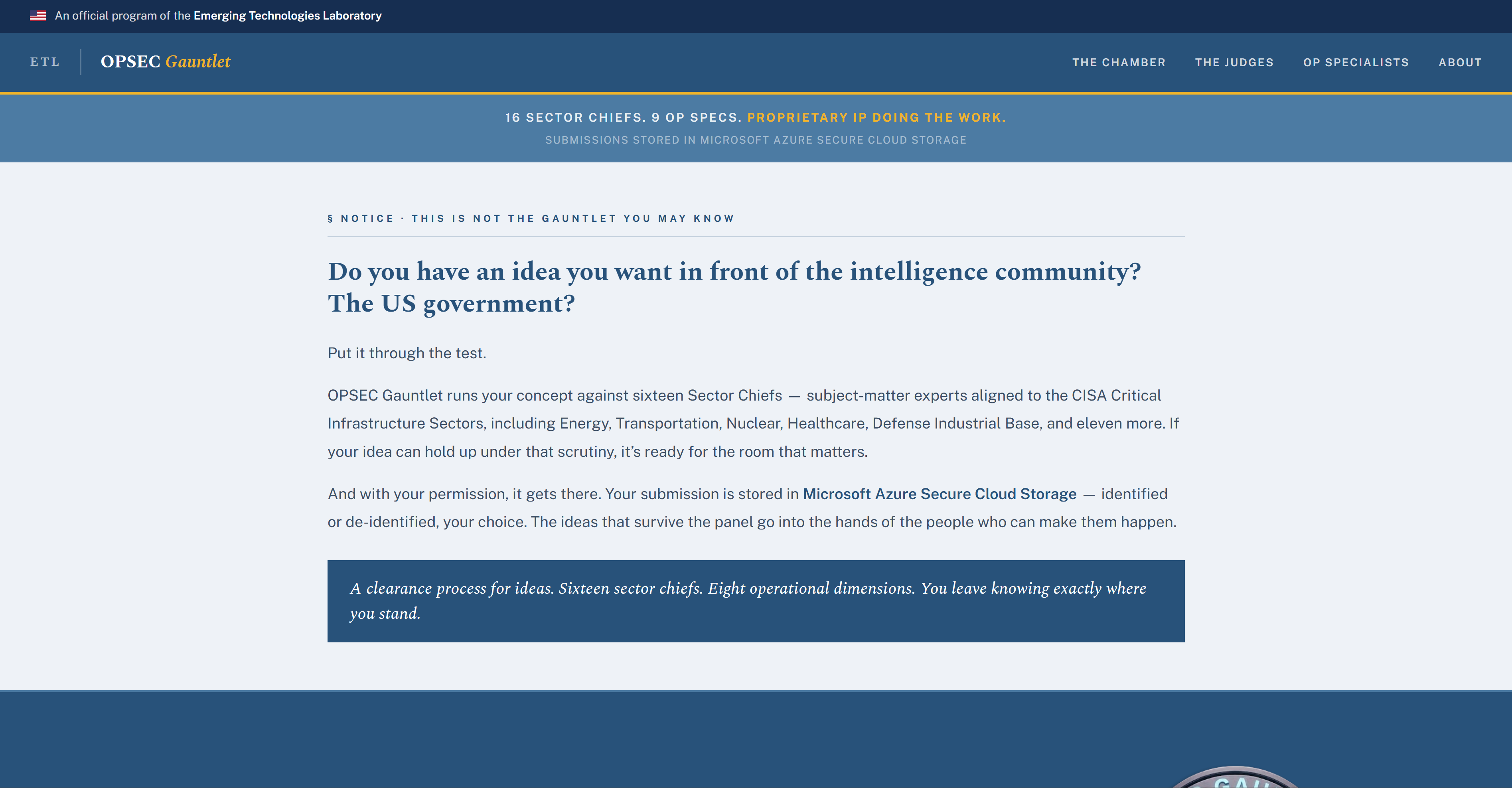 OPSEC Gauntlet homepage